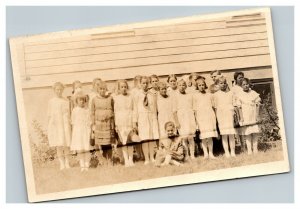 Vintage 1900's RPPC Postcard Elementary Class Photo