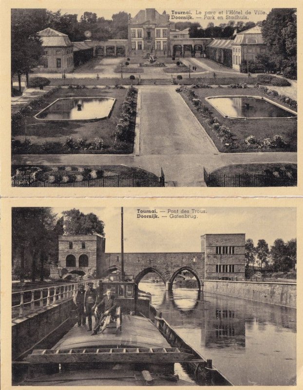 Tournai Hotel De Ville Pont Des Trous 2x Real Photo Old Dutch Postcard s