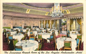 Linen Postcard; Luxurious French Room, Los Angeles Ambassador Hotel, Unposted