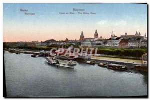 Old Postcard Mainz Rheinquai