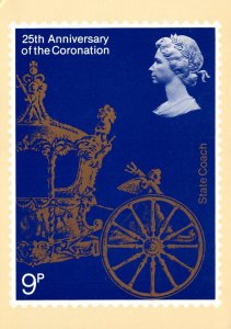 Stamps On Postcards England 25th Anniversary Of The Coronation State Coach