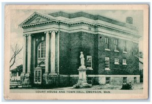 Emerson Manitoba Canada Postcard Court House Town Hall c1940's Vintage