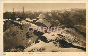 Old Postcard Pic du Midi Observatory in Snow in September