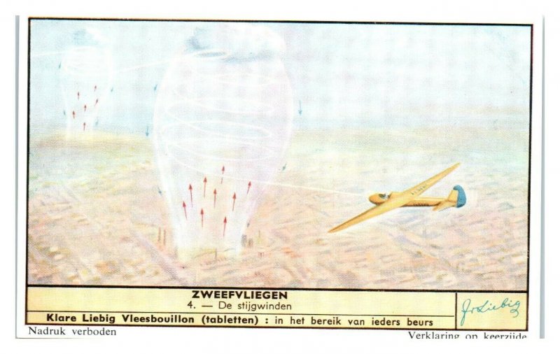 Gliders Use Thermals, Dutch Liebig Zweefvliegen Wind Flight Trade Card