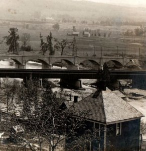 C.1910 RPPC Utica & Mohawk Valley Railway Trolley Bridges Herkimer, NY F167