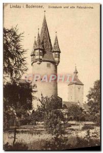 Old Postcard Lindau I Bodensee und Alte Diebsturm Peterskirche