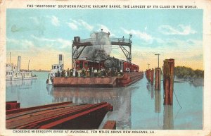 MASTDOON SOUTHERN PACIFIC RAILWAY BARGE SHIP TRAIN LOUISIANA POSTCARD 1923