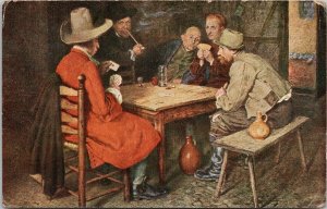 Men Playing Cards Claus Meyer Pinx Vystave Lipsku Stamp 1914 Postcard F99