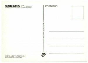 Sabena Belgian World Airlines Airbus 310 221 Airline Issued Postcard