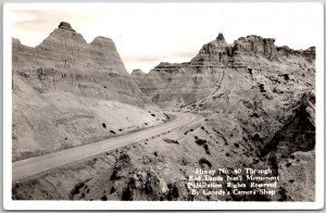 1946 Highway 40 Through Badlands Nat'l Monument Real Photo RPPC Posted Postcard