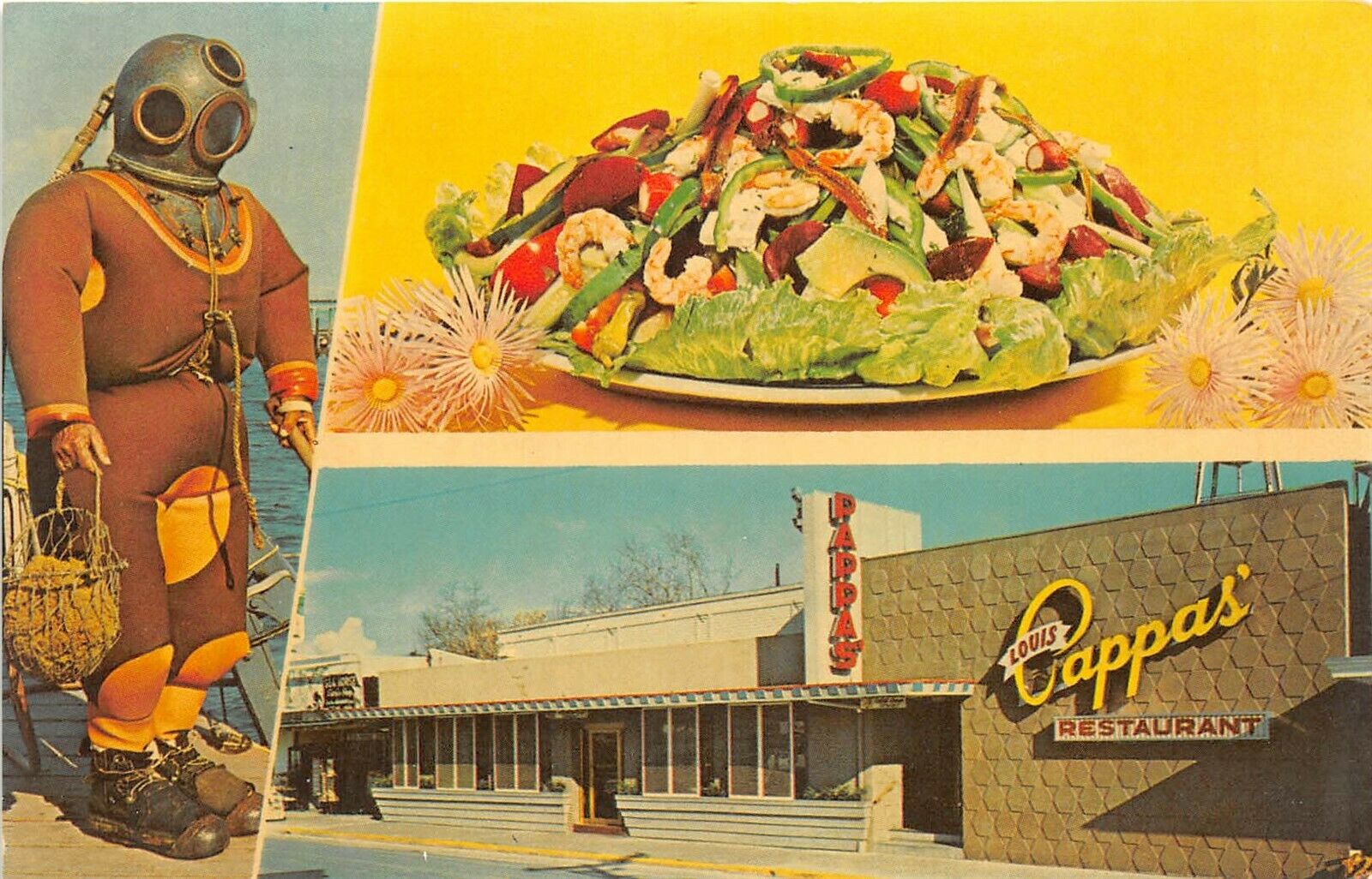 Tarpon Springs Florida 1960s Postcard Louis Pappas Riverside Restaurant