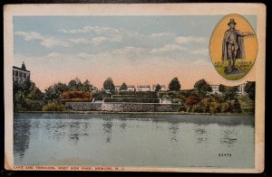 Vintage Postcard 1915-1930 West Side Park Lake & Terraces, Newark, New Jersey NJ