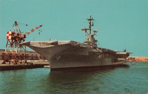 1970's Aircraft Carrier San Diego Bay California Postcard 10C1-758