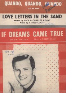 If Dreams Came True Quando Love Letters 3x Pat Boone Sheet Music s