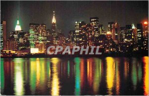 Postcard Modern New York City Skyline at dusk along the Hudson River