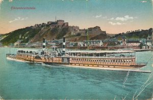 Germany navigation themed postcard Ehrenbreitstein paddle steamer