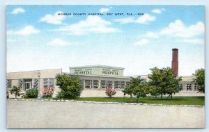 KEY WEST, Florida FL ~ MONROE COUNTY HOSPITAL c1940s Linen Postcard
