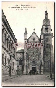 Old Postcard Fougeres Eglise Saint Leonard and the Post