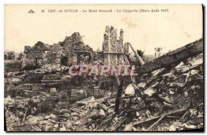 Postcard Old Approx Noyon Mont Renaud chapel Army