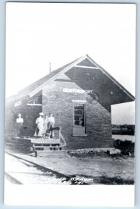 Bentonsport Iowa IA Postcard RPPC Photo Island Depot Railroad Train c1940's