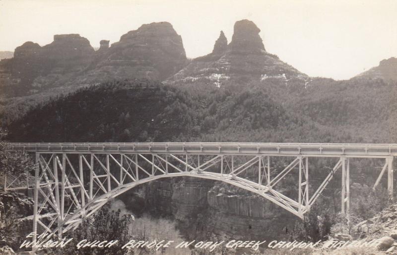 OAK CREEK CANYON AZ 1945-50 RPPC WILSON GULCH BRIDGE