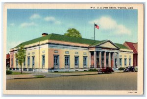 Warren Ohio OH Postcard United States Post Office Exterior Building 1940 Antique