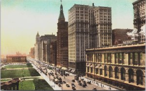 Michigan Boulevard Looking South Chicago Illinois Linen Postcard C202