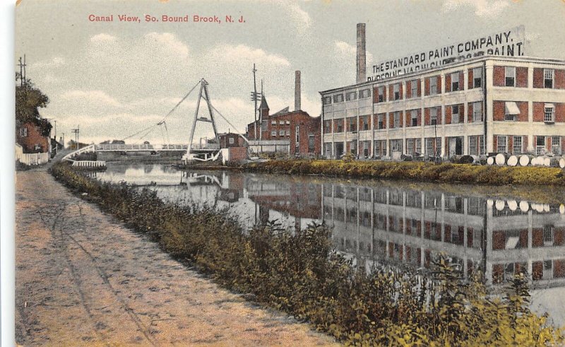 Standard Paint Co Factory Canal View South Bound Brook New Jersey 1910c postcard