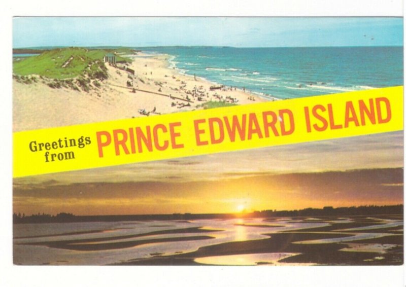 Cavendish Beach, Carleton Beach, PEI, Vintage Chrome Split View Postcard