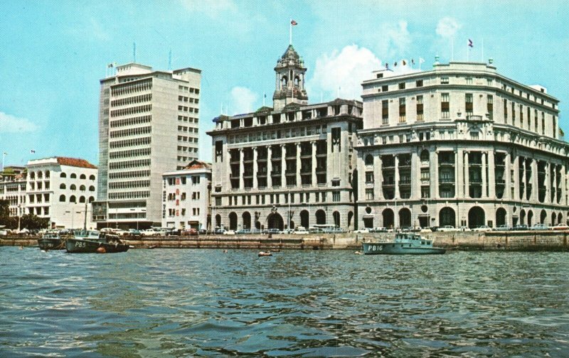 Waterfront Skyline New Addition To Landmarks Shell House Singapore Postcard