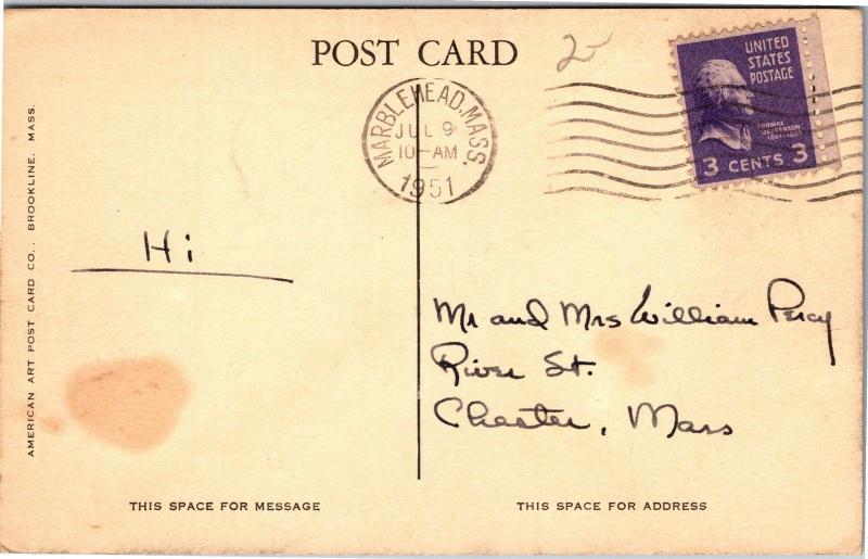 Hotel Rockmere and Harbor, Marblehead MA c1951 Vintage Postcard H12