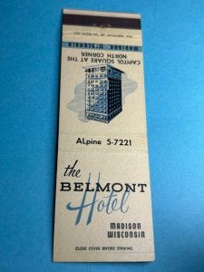 Vintage Matchbook Cover The Belmont Hotel Madison, Wisconsin MB158