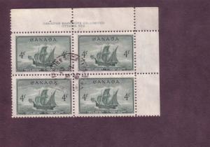 Canada, Used Inscription Block of Four, Matthew, Scott #282, Nice Cancel, 