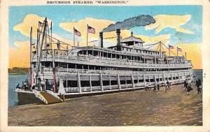 c.'20, Excursion Steamer Washington,Mississippi River, Message, Old Postcard