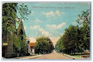 Oshkosh Wisconsin WI Postcard Trinity Church Algoma Street c1911 Vintage Antique