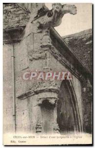 Old Postcard Criel sur Mer Detail of a gargoyle's Church