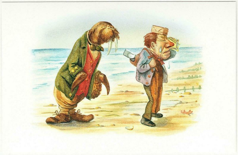 Alice In Wonderland Walrus And Carpenter On The Beach Postcard By John Tenniel Hippostcard 