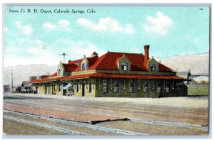 c1950's Santa Fe Rail Road Depot Station Colorado Springs Colorado CO Postcard