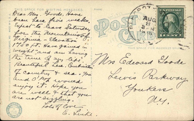 Vintage Postcard Lighthouse Cape Henlopen Delaware DE 1918 Cancel PC