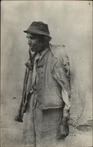 Fine Photography Tramp Hobo Man Smoking Pipe Italy? CYKO Paper Real Photo RPPC