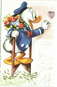 PC DISNEY, DONALD DUCK IN LOVE, Vintage Postcard (b35917)