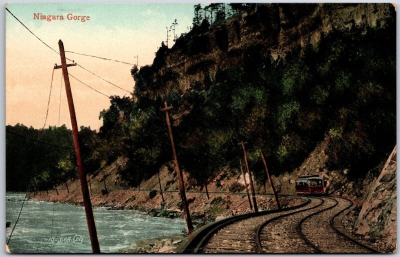 Niagara Great Gorge Route Whirlpool Rapids Rocks Train Railway Postcard