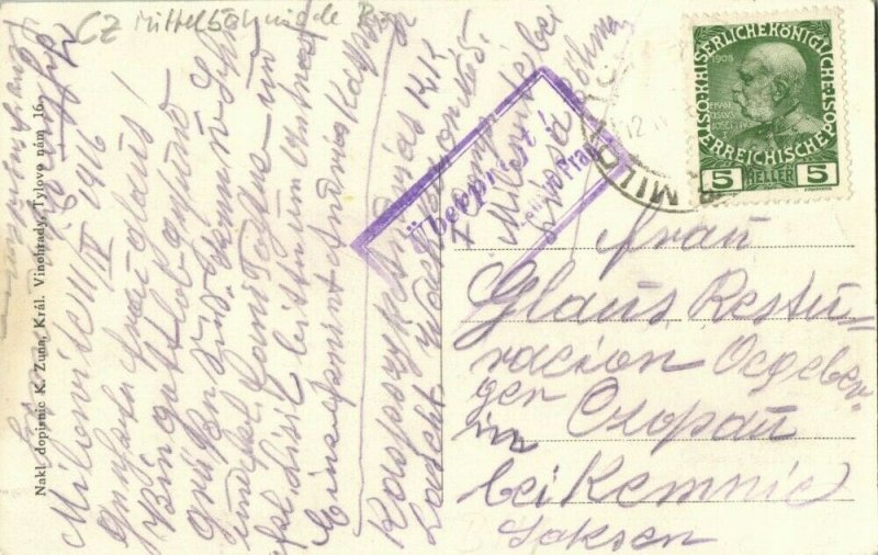 czech, MILOVIC MILOWITZ, General View (1916) Postcard