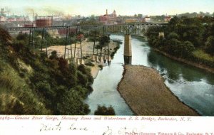 Vintage Postcard 1906 Genesee River Gorge Rome & Watertown Bridge Rochester N.Y.