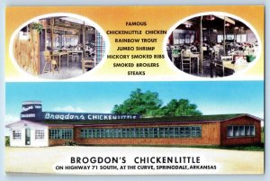 Springdale Arkansas AR Postcard Brogdon's Chicken Little c1960 Vintage Antique