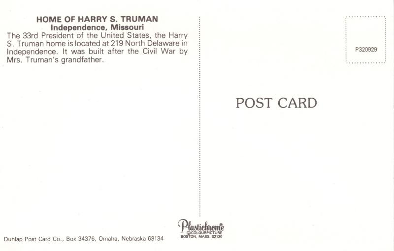 US    PC1651 HARRY S TRUMAN HOME, INDEPENDENCE, MO