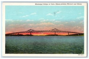 1959 Between Missouri Illinois Mississippi Bridge Cairo Illinois Posted Postcard 