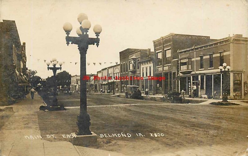 IA, Belmond, Iowa, RPPC, Main Street East, Business Area, LL Cook Photo No X800