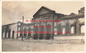 Mexico Border War, RPPC, Juarez Mexico Post Office after Bombing, W.F. Stuart
