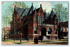 1908 The Public Library Exterior Roadside South Bend Indiana IN Posted Postcard